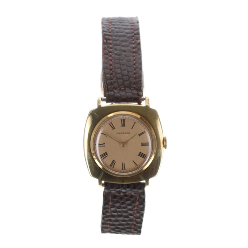 75 - Bueche-Girod 18ct mid-size wristwatch, case ref. 8751.3, signed circular gilt dial with Roman numera... 