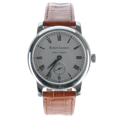 91 - Robert Loomes Robin limited edition stainless steel gentleman's wristwatch, no 73, matt Rhodium dial... 