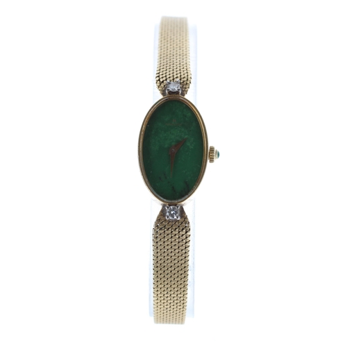 95 - Chopard/Hamilton 18ct yellow gold diamond set lady's bracelet watch, ref. 5026 1, the oval jade dial... 