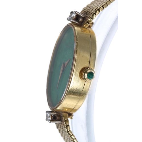 95 - Chopard/Hamilton 18ct yellow gold diamond set lady's bracelet watch, ref. 5026 1, the oval jade dial... 