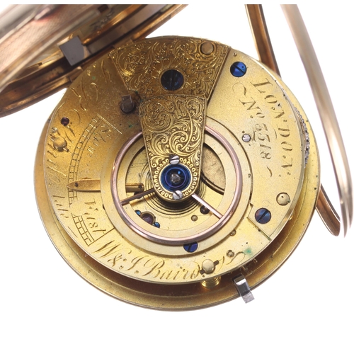 116 - William IV 18ct fusee lever pocket watch, London 1831, the movement signed J.R Lind late W&J Bai... 