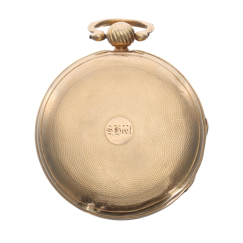 123 - George IV 18ct verge pocket watch, London 1830, unsigned fusee movement no. 8208, with engraved bala... 