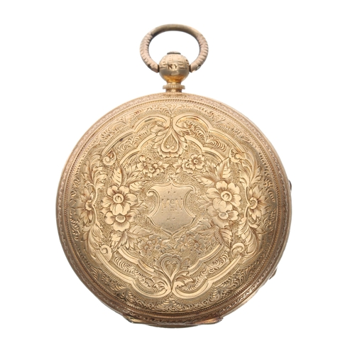 124 - Attractive Victorian 18ct fusee lever pocket watch, London 1885, the movement signed H. Wattwork, Ch... 