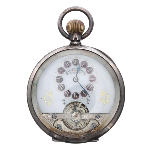 125 - Hebdomas Patent 8 days silver engine turned pocket watch, import hallmarks London 1919, the dial wit... 