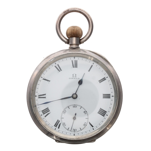 127 - Omega silver lever pocket watch, import hallmarks London 1915, signed movement, no. 4250625, signed ... 