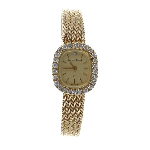 100B - Bueche-Girod 9ct diamond set lady's wristwatch, the bezel round brilliant-cut set, 0.90-1.00ct appro... 