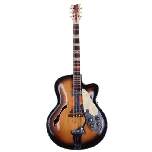 476 - 1958 Rodebald Hoyer prototype Atlantic hollow body electric guitar, made in Germany; Body: rose burs... 