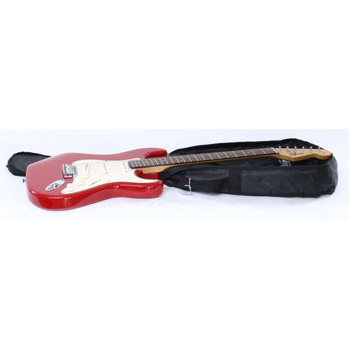 479 - 1996 Squier by Fender Strat electric guitar, 50th Anniversary Edition; Body: Torino red finish, mino... 