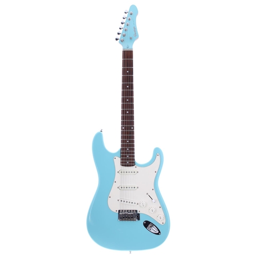 480 - Vantage VIE-10 electric guitar, made in Korea; Body: sonic blue refinish with matching headstock and... 