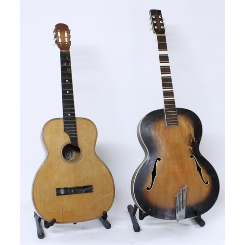 480b - 1950s European archtop guitar in need of restoration; together with a Melodija Menges guitar also in... 