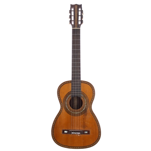 488 - Early shortscale Spanish guitar probably by Salvador Ibanez; Back and sides: Brazilian rosewood, res... 