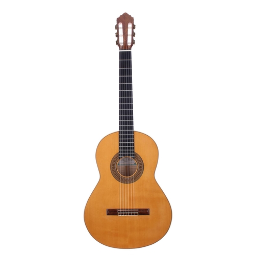 498 - 1987 Alan J. Booth Concert Classical guitar; Back and sides: natural sycamore; Top: natural cedar; F... 