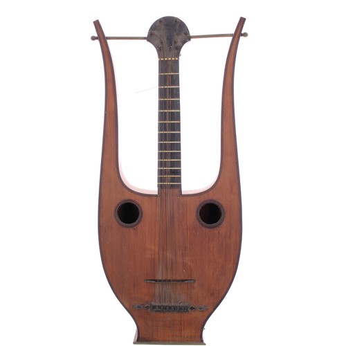 484 - 19th century guitar lute by and branded Augustin Claudot to the inner back, with maple back and side... 