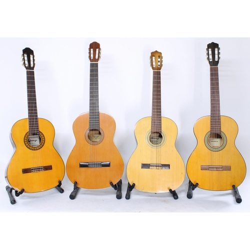 499F - Four nylon string classical guitars to include a Raimundo Model 106, a Lorenzo Model N53/1, another ... 