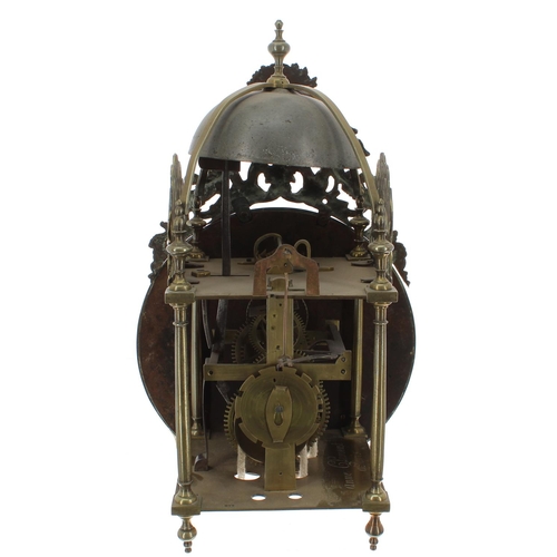 1340 - French Louis XIV original verge brass lantern clock, signed Anne Clement á Paris on the left hand si... 