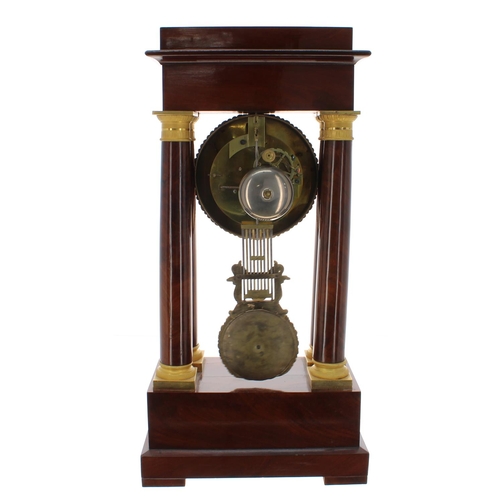 1319 - Fine French mahogany portico mantel clock, the 4.5