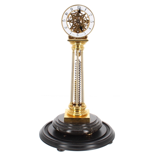 1318 - Good contemporary ormolu and black marble pillar mantel clock, the 4” white chapter ring signed Wm S... 