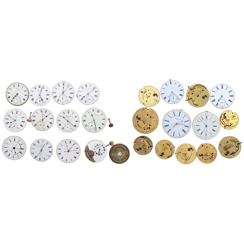 498 - Selection of pocket watch movements to include; three centre seconds lever; five J.W. Benson lever; ... 