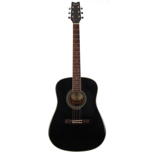 79 - 1990s Washburn D10B acoustic guitar; Body: black finish, minor surface dings and marks; Neck: good; ... 