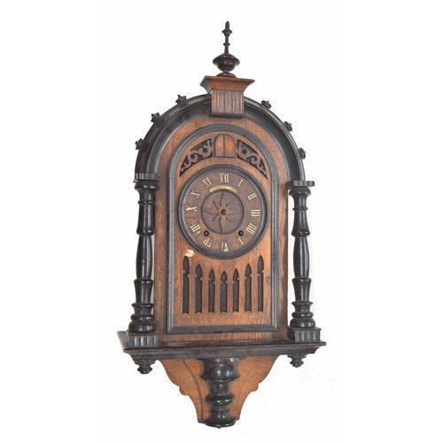 1710 - Good oak and ebonised double fusee Black Forest cuckoo clock, probably by Johann Baptist Beha, the 5... 