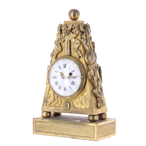 1308 - Good and unusual French ormolu small mantel clock timepiece, the movement signed Papillon, Abbeville... 