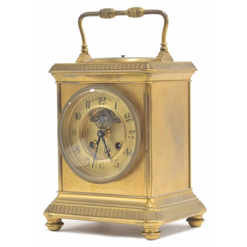 1517 - French ormolu two train giant carriage style clock, the 3.75