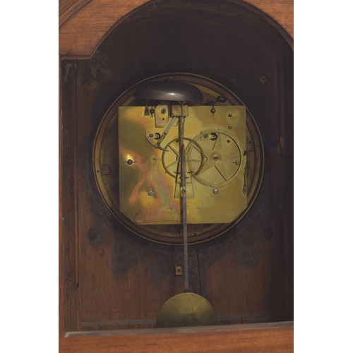 1518 - Unusual French mahogany and walnut cased two train bracket clock, the 7.5