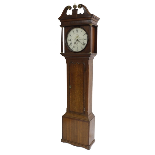 1837 - Oak and mahogany crossbanded thirty hour longcase clock, the 12