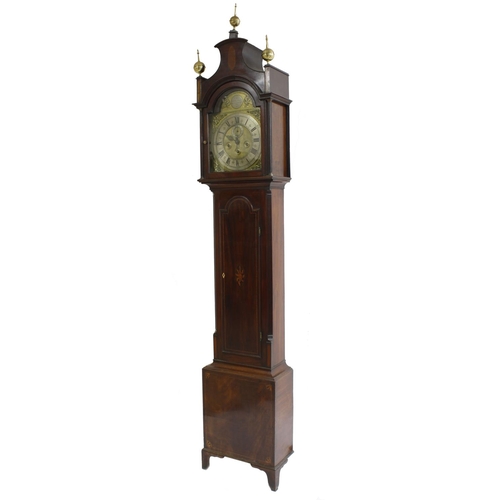 1838 - Mahogany three train longcase clock, the 12.5