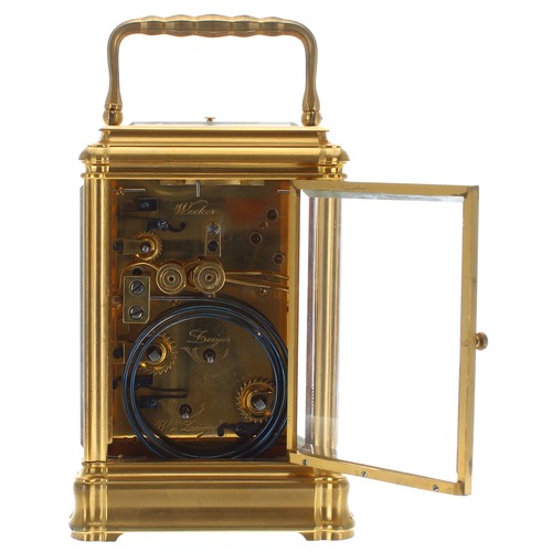 1235 - Good Henri Jacot Grande Sonnerie carriage clock with alarm, the movement back plate stamped with the... 