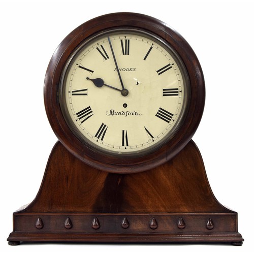 1521 - Large mahogany single fusee double dial public clock, the 12