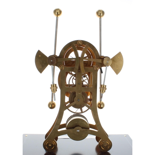 1520 - Reproduction brass grasshopper single fusee skeleton clock, the 4