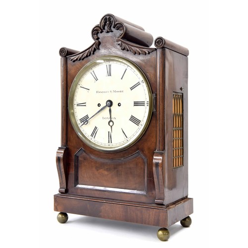 1523 - English mahogany double fusee bracket clock, the 9