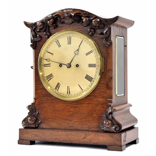 1524 - English oak double fusee bracket clock striking on a bell, the 8