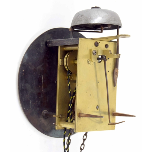 1714 - Good Whitehurst of Derby single train hook and spike pantry clock with alarm, the 7