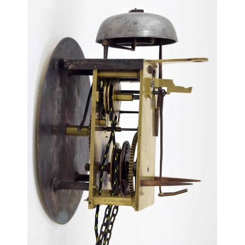 1714 - Good Whitehurst of Derby single train hook and spike pantry clock with alarm, the 7