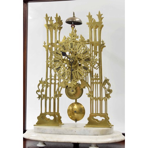 1530 - Good English brass single fusee Westminster skeleton clock with passing strike, attributed to J. Smi... 