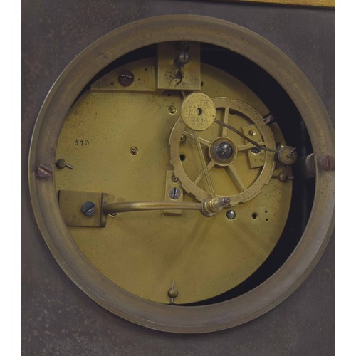 1532 - French Empire bronze and ormolu two train library clock, the movement with outside countwheel striki... 