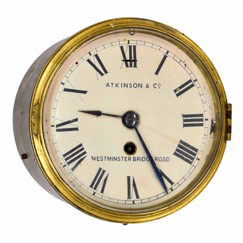 2630 - Brass cased ship's bulkhead single train clock, the 7