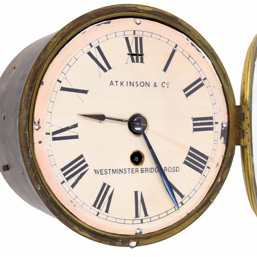 2630 - Brass cased ship's bulkhead single train clock, the 7