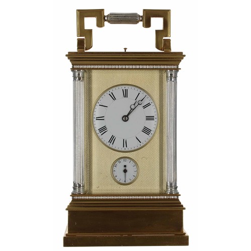 1243 - Fine French Giant Grande Sonnerie repeater carriage clock with alarm, the movement striking the hour... 