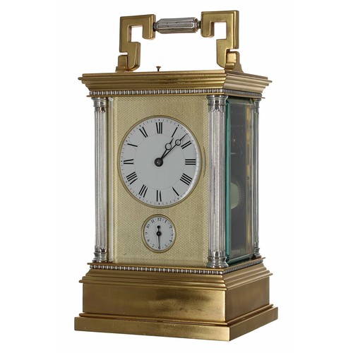 1243 - Fine French Giant Grande Sonnerie repeater carriage clock with alarm, the movement striking the hour... 