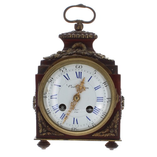 1312 - Interesting French tortoiseshell and ormolu mounted Pendule d'Officier two train mantel clock, circa... 