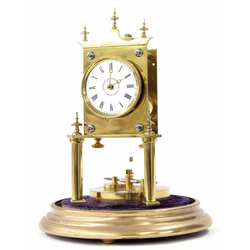 1314 - Good Harder Jahresuhrenfabrik brass torsion clock circa 1883, stamped 1984 R on the back plate, the ... 