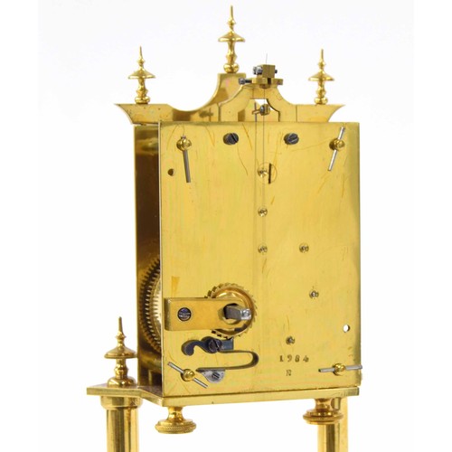 1314 - Good Harder Jahresuhrenfabrik brass torsion clock circa 1883, stamped 1984 R on the back plate, the ... 