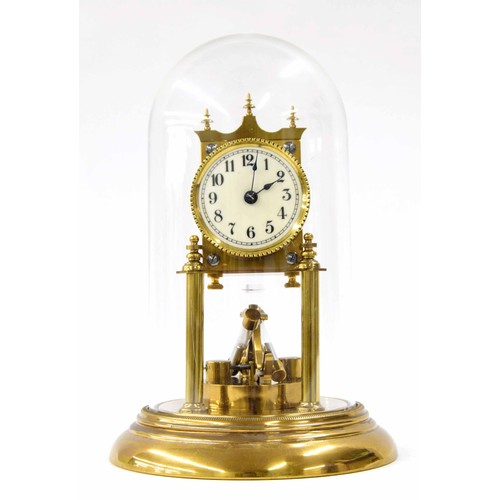 1315 - Good Jahresukrenfabrik brass torsion clock, the movement back plate inscribed Made in Germany no. 11... 