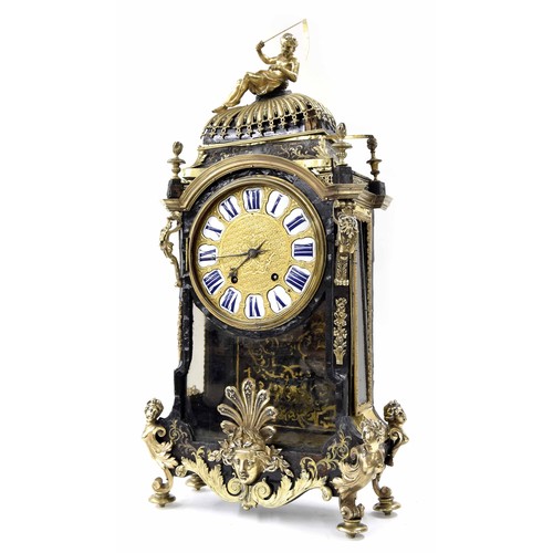 1324 - Good early French Boulle two train bracket clock with bracket, all in need of refurbishment, the mov... 