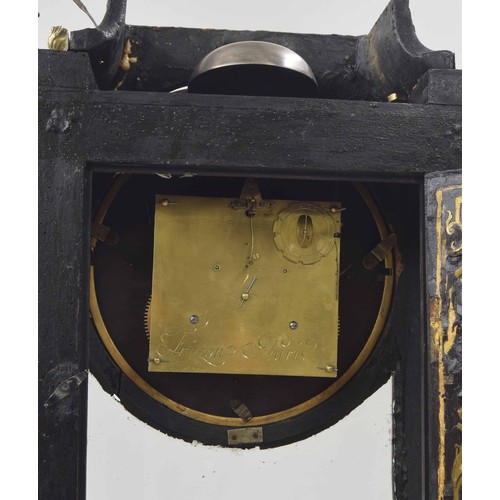 1324 - Good early French Boulle two train bracket clock with bracket, all in need of refurbishment, the mov... 