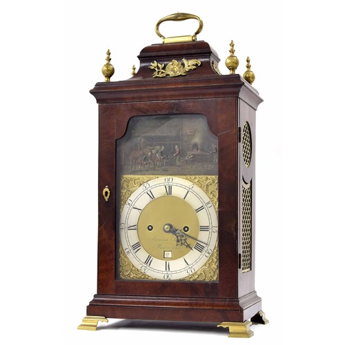 1331 - Interesting English mahogany automata double fusee original verge bracket clock, the 7