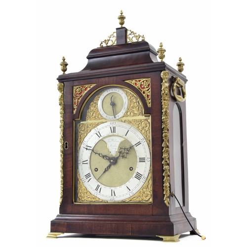 1337 - Good English mahogany double fusee verge bracket clock, the 8